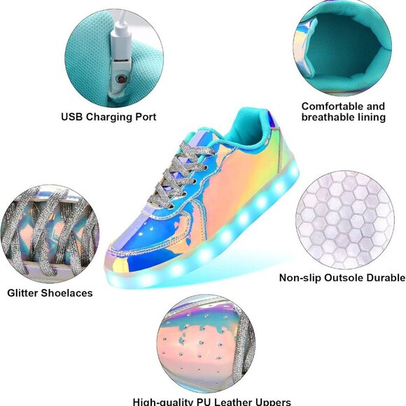 LED Shoes Men Women High Top Rechargeable Glow in Dark Footwear for Parties - Picture 5 of 7